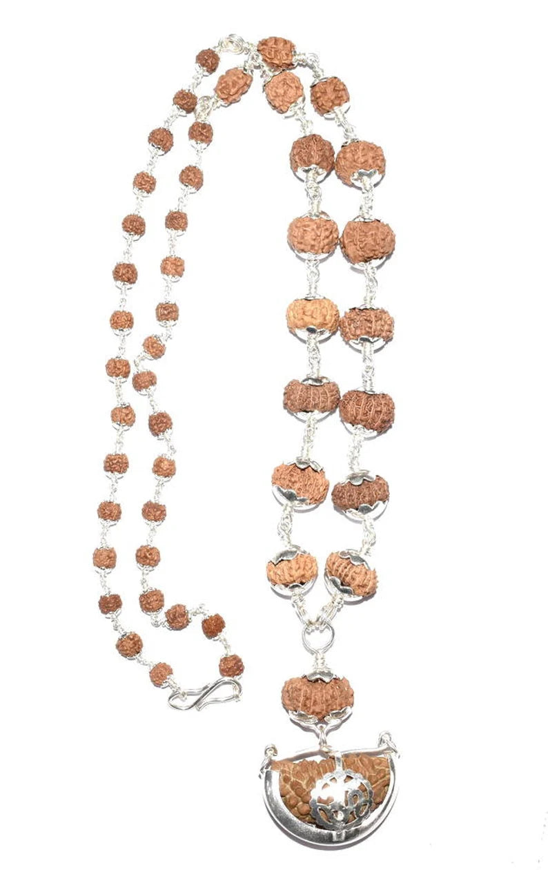 Siddha Mala in silver + Silver Rudraksha