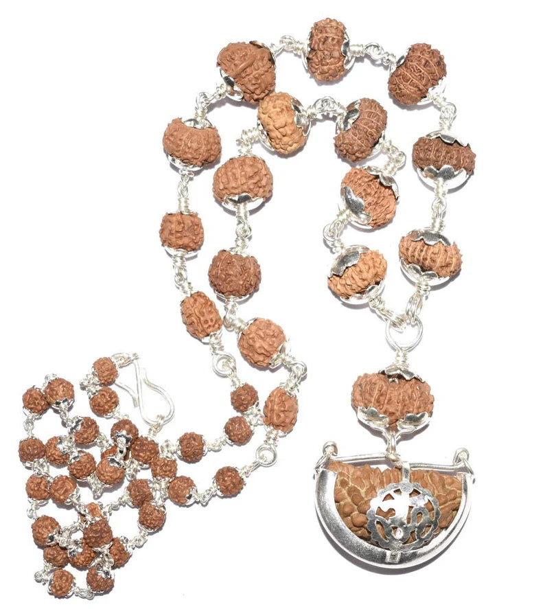 Siddha Mala in silver + Silver Rudraksha